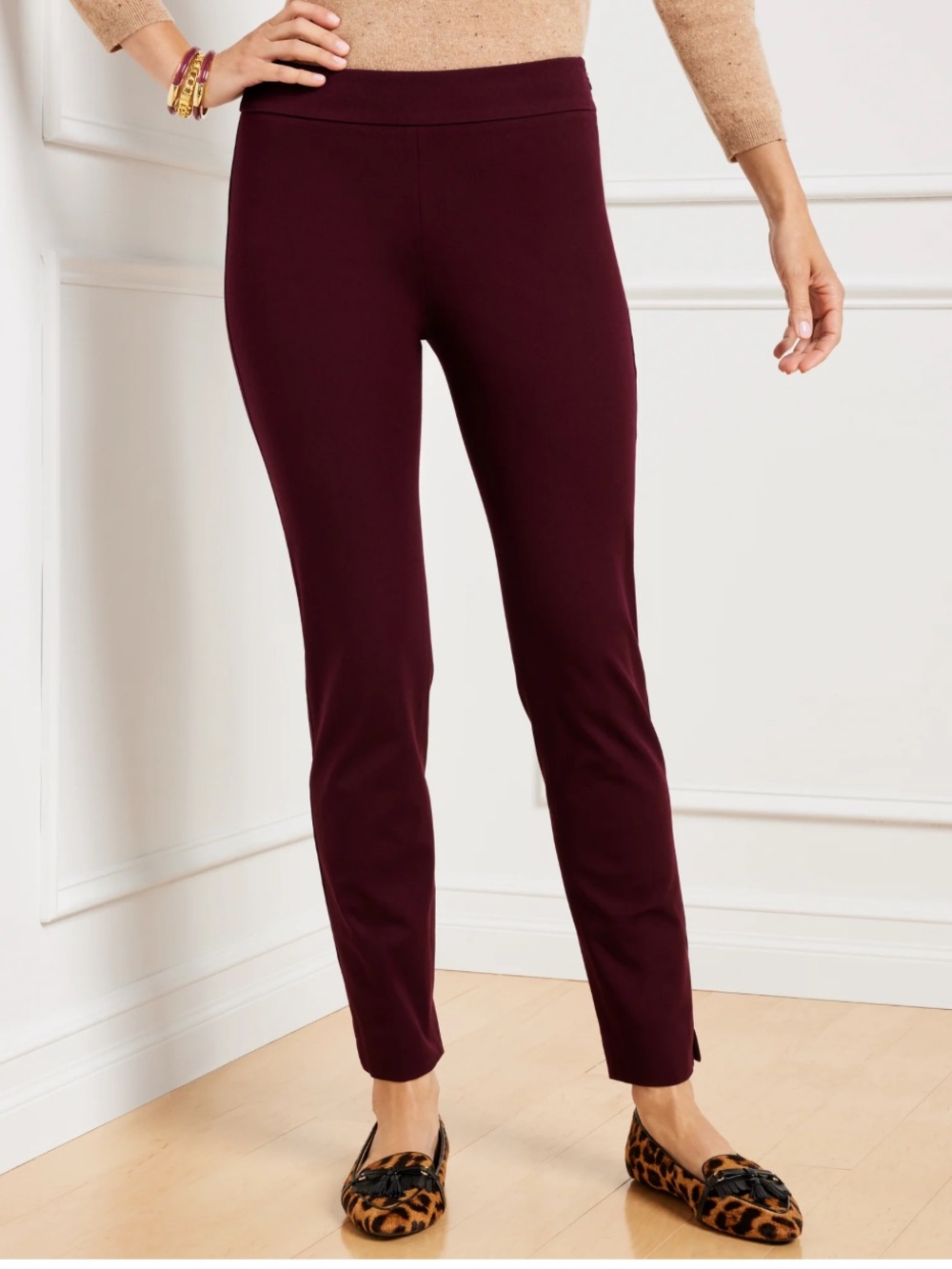 Talbots Chatham Bi-Stretch Ankle Cranberry Red Pants, 12